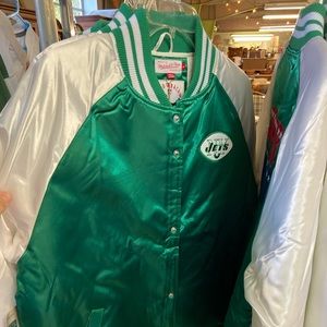 Mitchell Ness Satin Jacket NY Jets Throwback